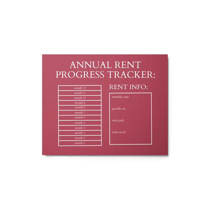 HIGHFALUTIN ANNUAL RENT TRACKER (white design 2) product image (1)