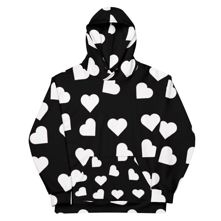 Love Pattern 5 Black and White Unisex Pull Over Hoodie product image (11)