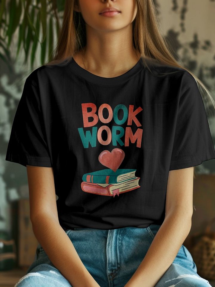 Colorful "Bookworm" Illustration with Heart and Books – Perfect for Reading Lovers product image (1)