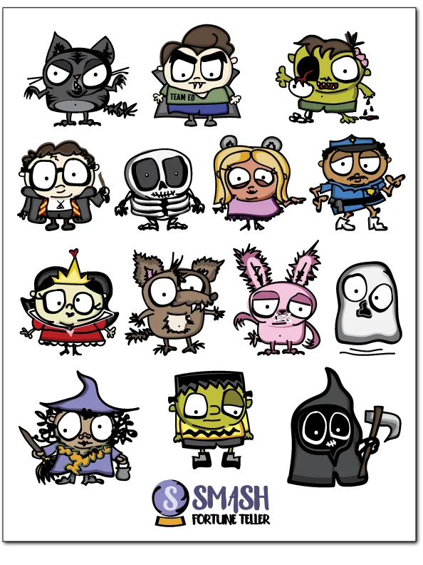 Digital Download: Halloween Vibes Mash Character Stickers product image (1)