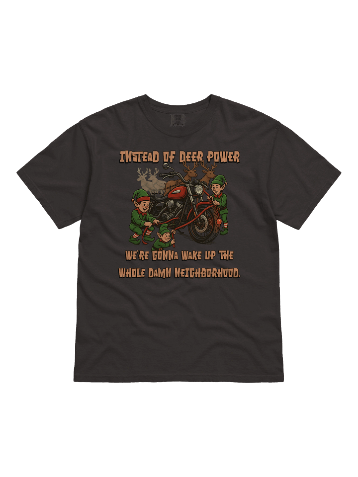 Throttle & Iron “Reindeer Power” Holiday Tee — Neighborhood Edition product image (5)