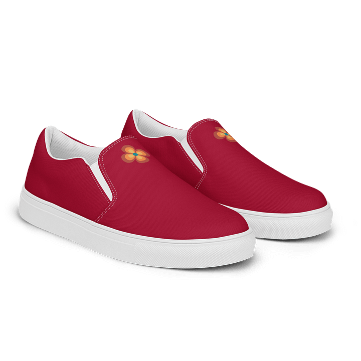 Maroon Groovy Flower Women's Canvas Slip-Ons product image (2)