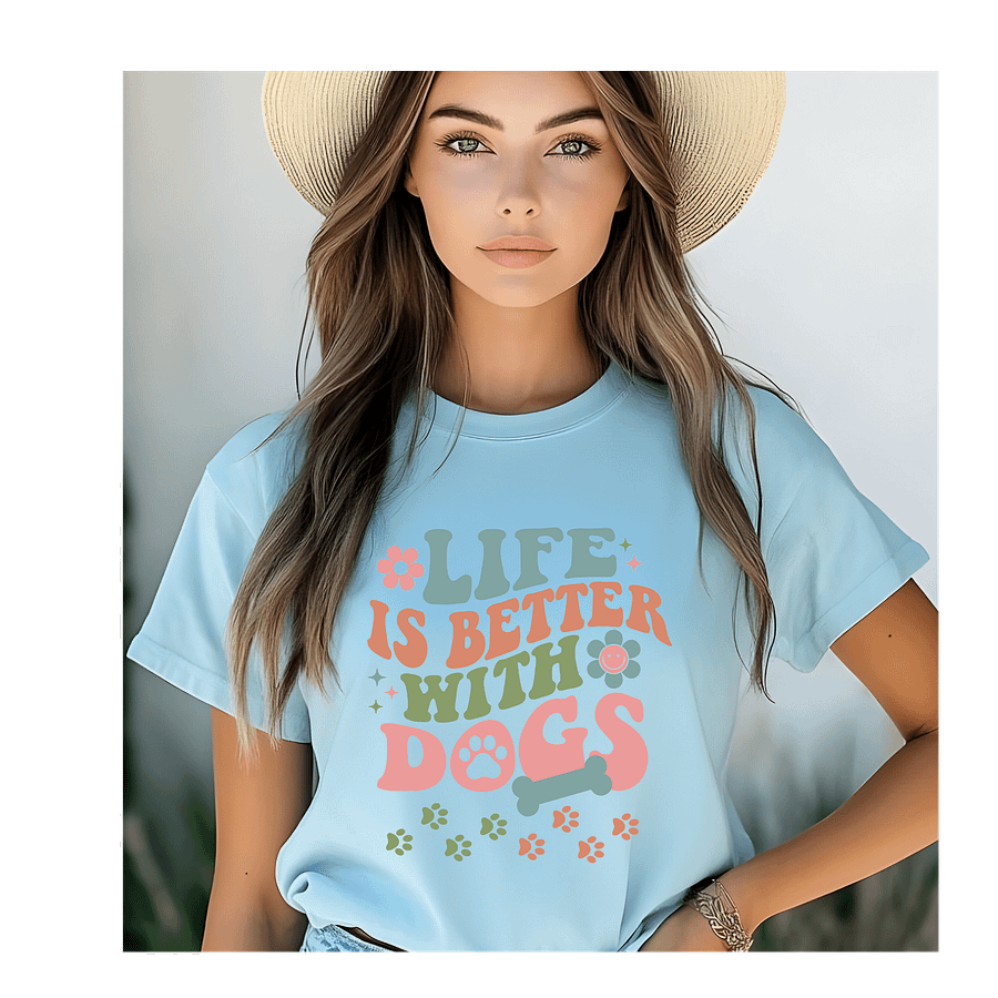 Life is Better with Dogs Groovy Design T-Shirt product image (1)