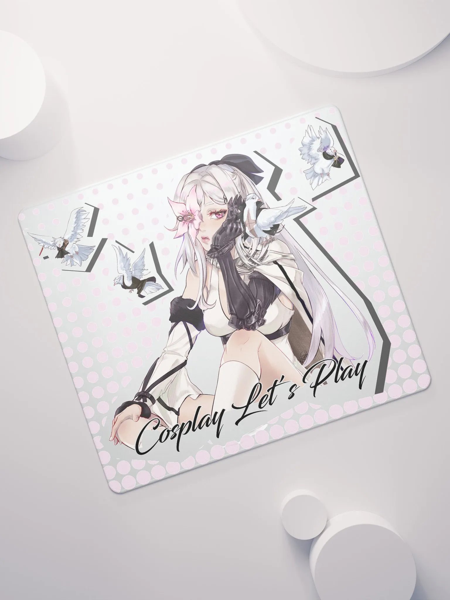 LZ's pigeons small mousepad white product image (7)