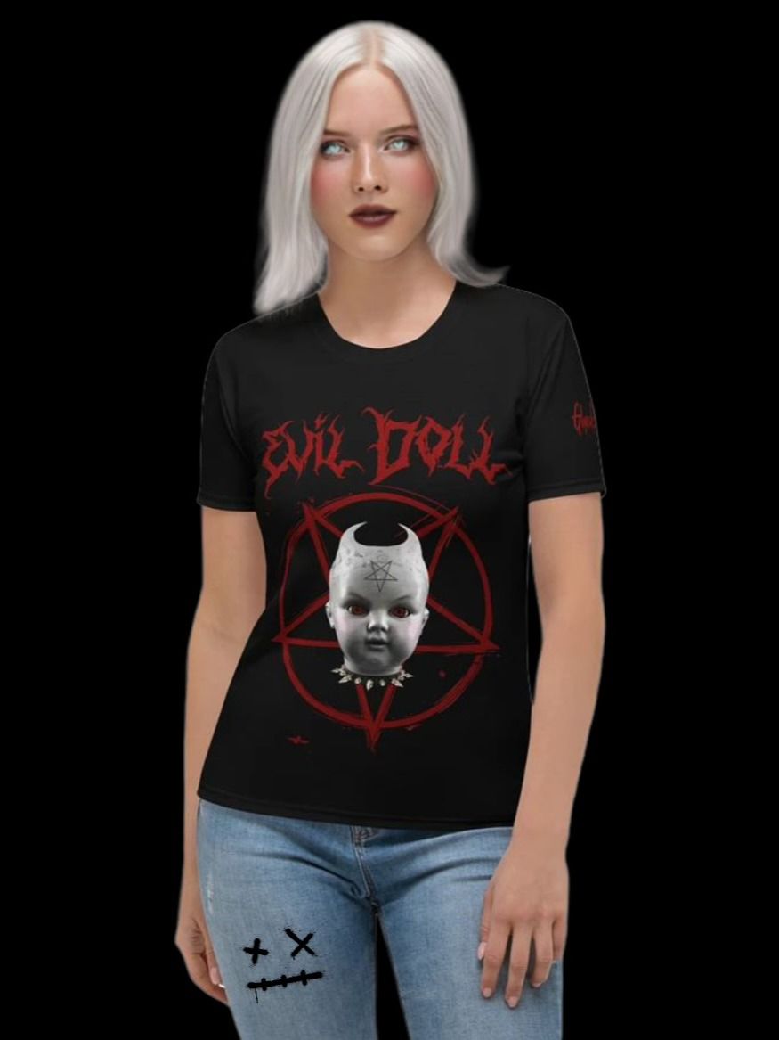 Eerie Doll Red Eyes Women's T-Shirt product image (1)