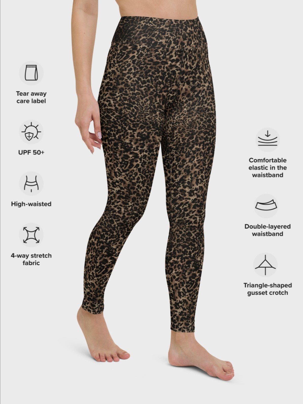 High-Waisted Leggings "Chic Dark Brown Leopard" Printed product image (6)