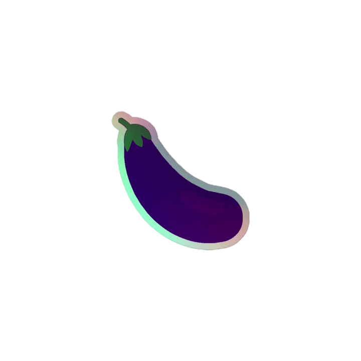 I Love Eggplant Holographic Sticker product image (1)