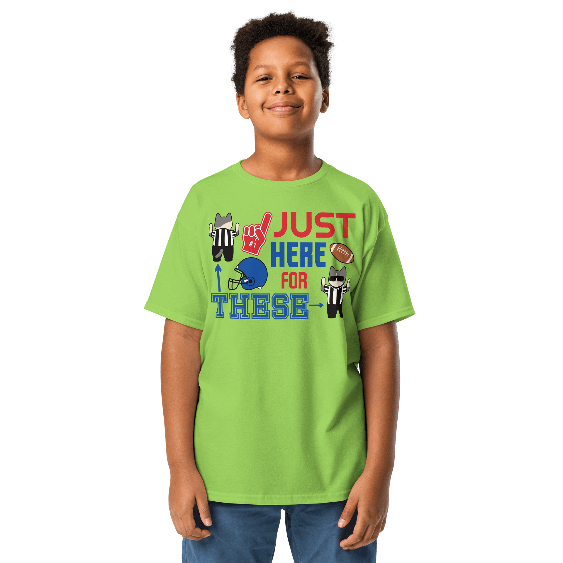 American Football Cat (JUST HERE FOR THESE - touchdown signals) - Unisex Youth Heavyweight T-shirt product image (1)