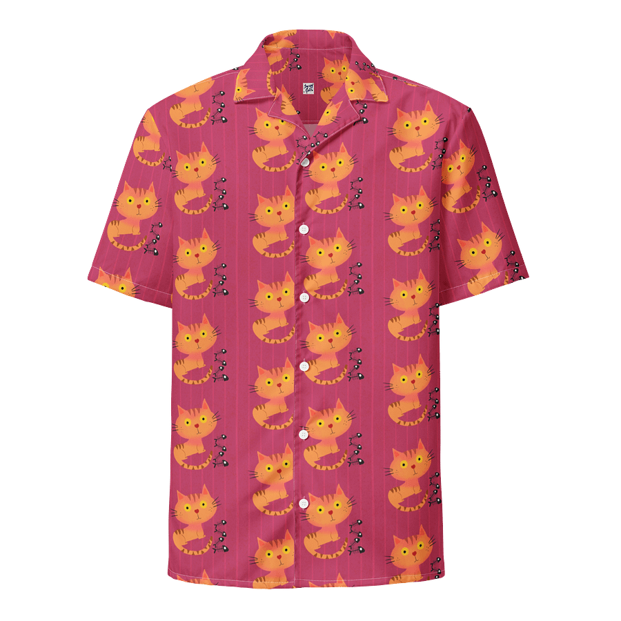 Feasting Ginger Kitty Button-Down Hawaiian Shirt - Pink product image (1)