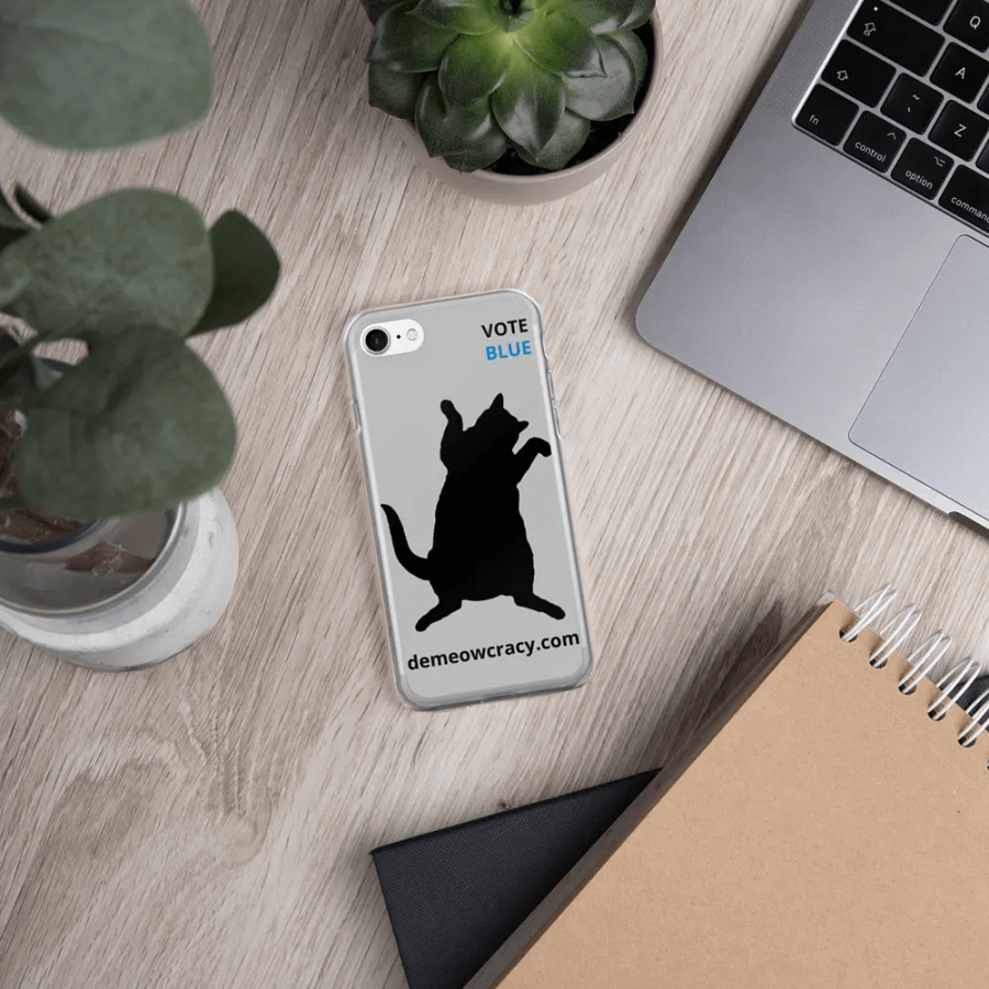 Vote Blue Dancing DeMeowcracy Cat iPhone Case - Light Grey product image (6)