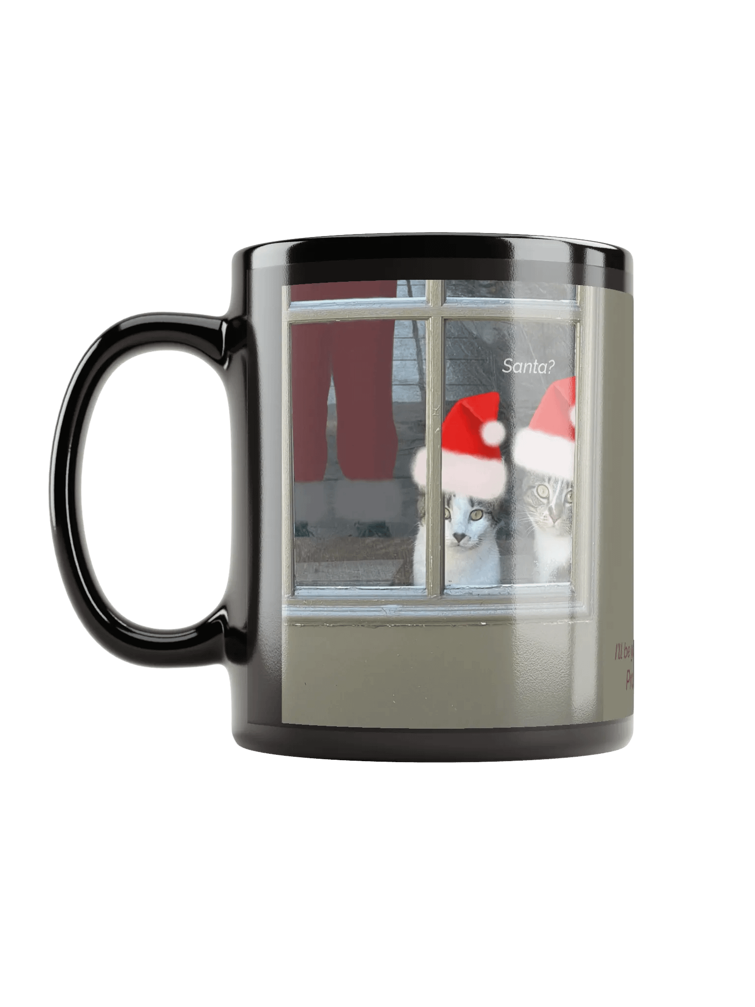 Kitty Christmas "I'll Be Good Next Year" Black Ceramic Mug product image (6)