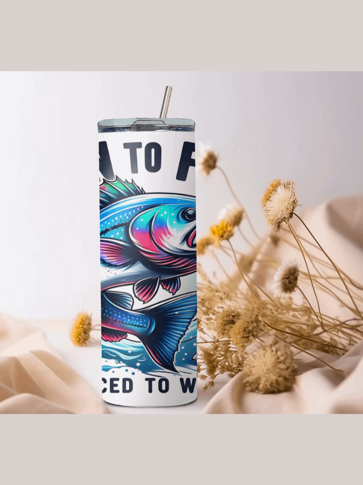 Born To Fish Forced To Work Splashy Fish Stainless Steel Tumbler product image (1)