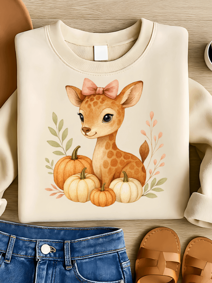 Baby Giraffe Autumn Sublimation PNG – Cute Fall Giraffe Clipart for T-Shirts – Cozy & Playful Seasonal Design – 300 DPI Instant Digital Download product image (1)
