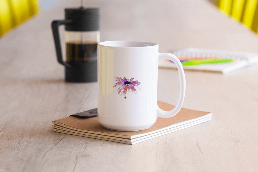 Abstract Red and White Distressed Daisy Flower Kiss Cut Sticker product image (8)