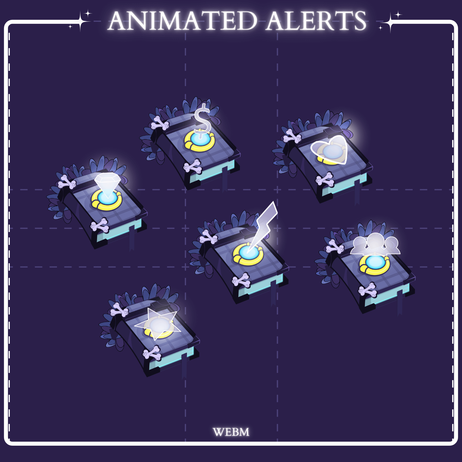 ANIMATED Twitch Stream Package Overlay, Magic stream overlay, Dark magical overlay, Halloween Spooky, Vivid Gothic Black Cat, Spooky Book product image (2)