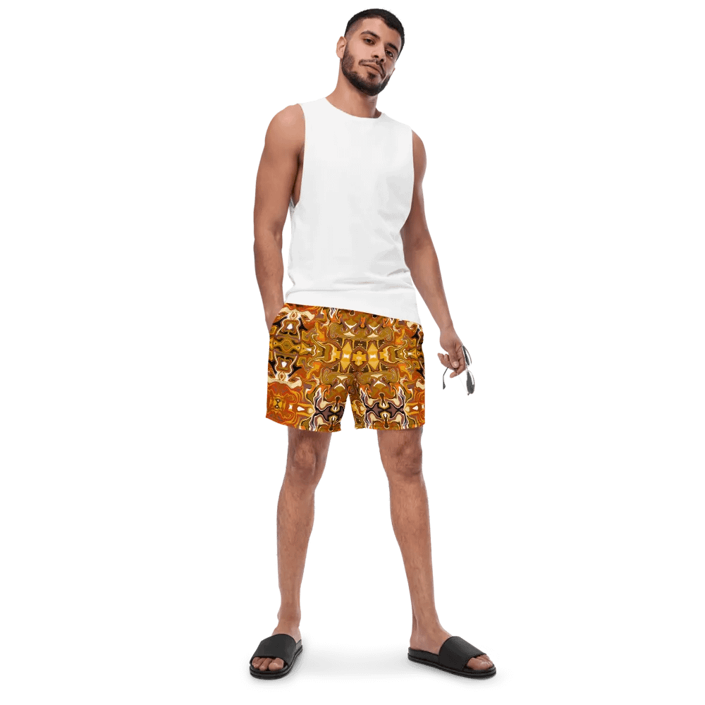 Symmetrical Splendor Brown African Inspired Design Swim Trunks product image (6)