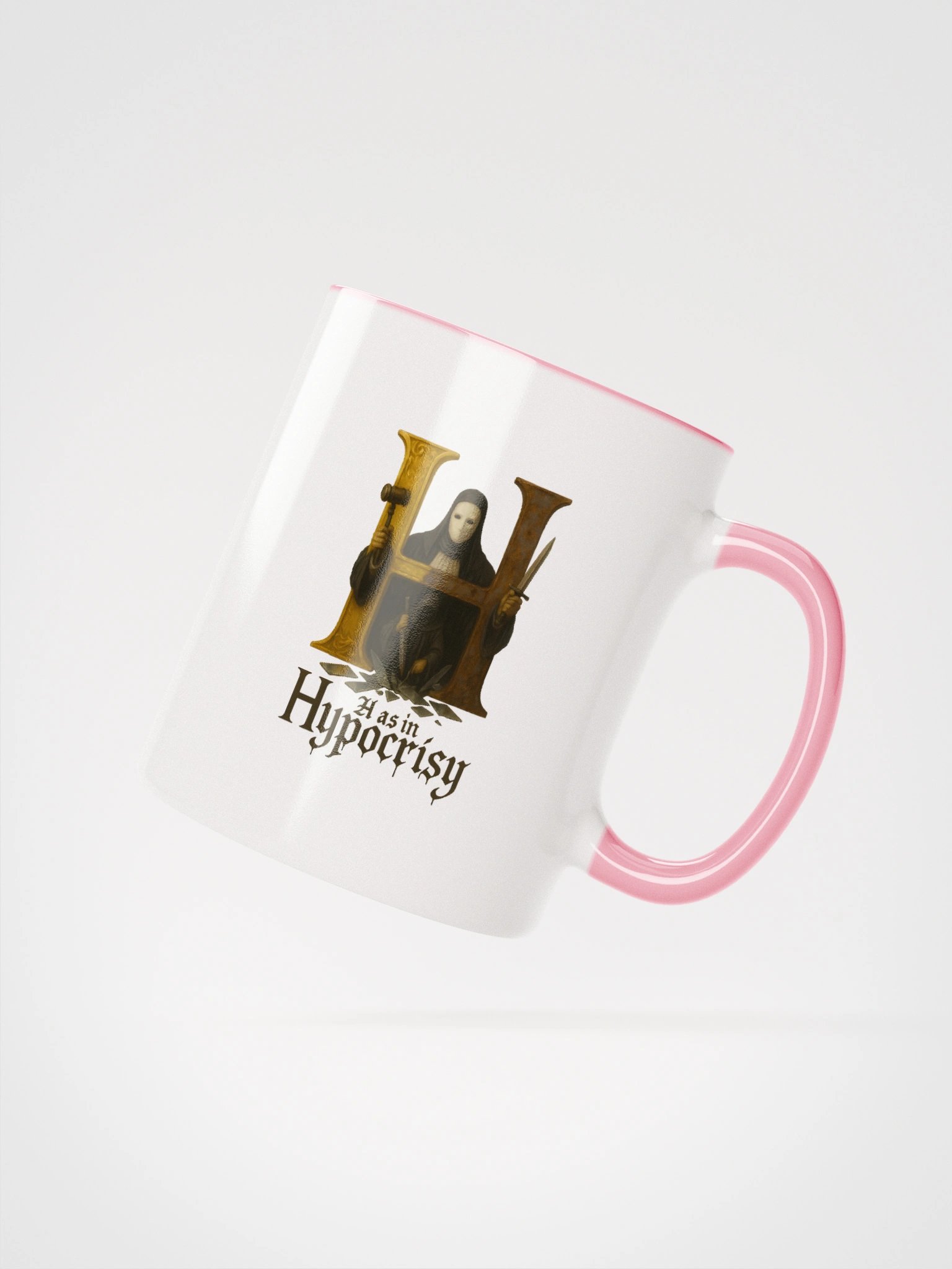 H as in hypocrisy ceramic mug with color inside by dark alphabet product image (2)