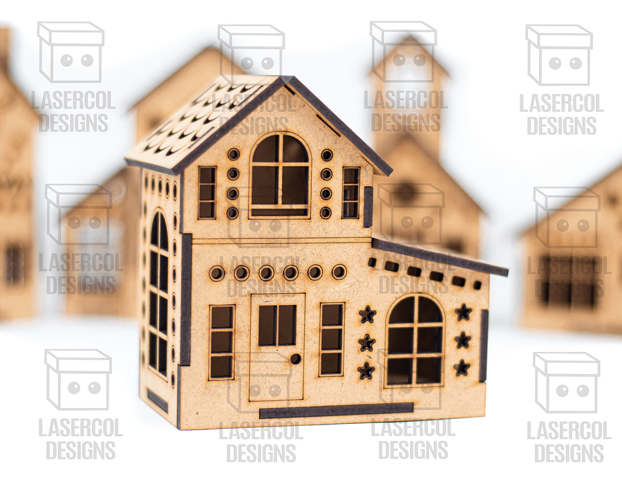 Christmas Houses Set 1 (5 Styles) - Laser Cut Files product image (8)