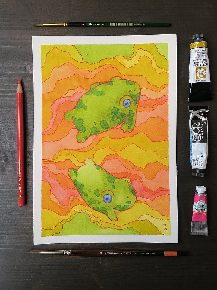 original painting : trippy frogs product image (1)