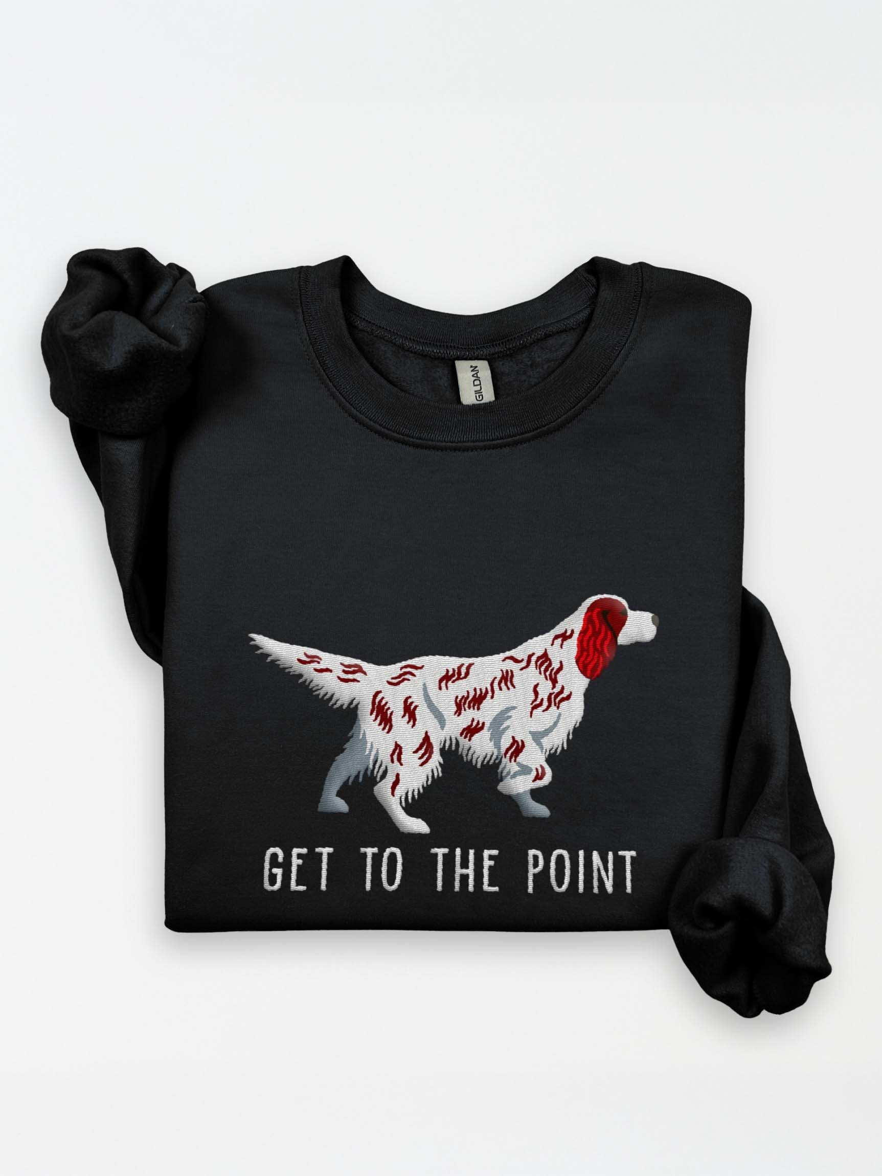 Get to the Point Sweatshirt (Embroidered) of an English Setter(Liver Belton) product image (1)