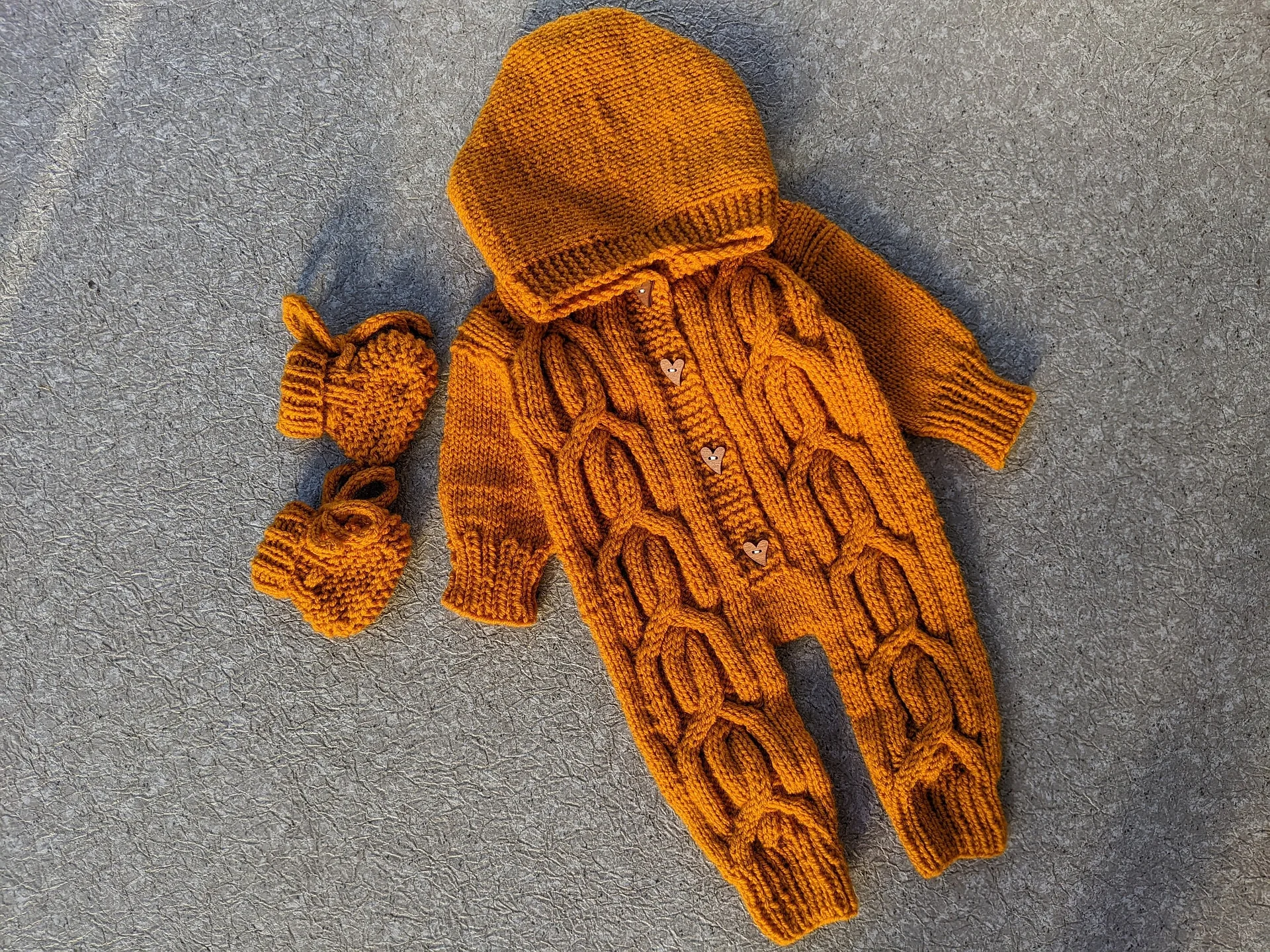 Aran Knit Baby Romper Pattern product image (8)