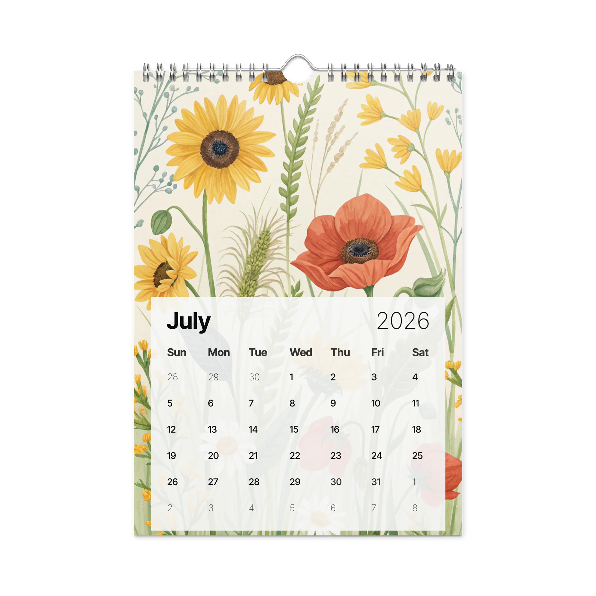 Floral Dreams – Elegant Gouache Pattern Wall Calendar 2026 product image (7)