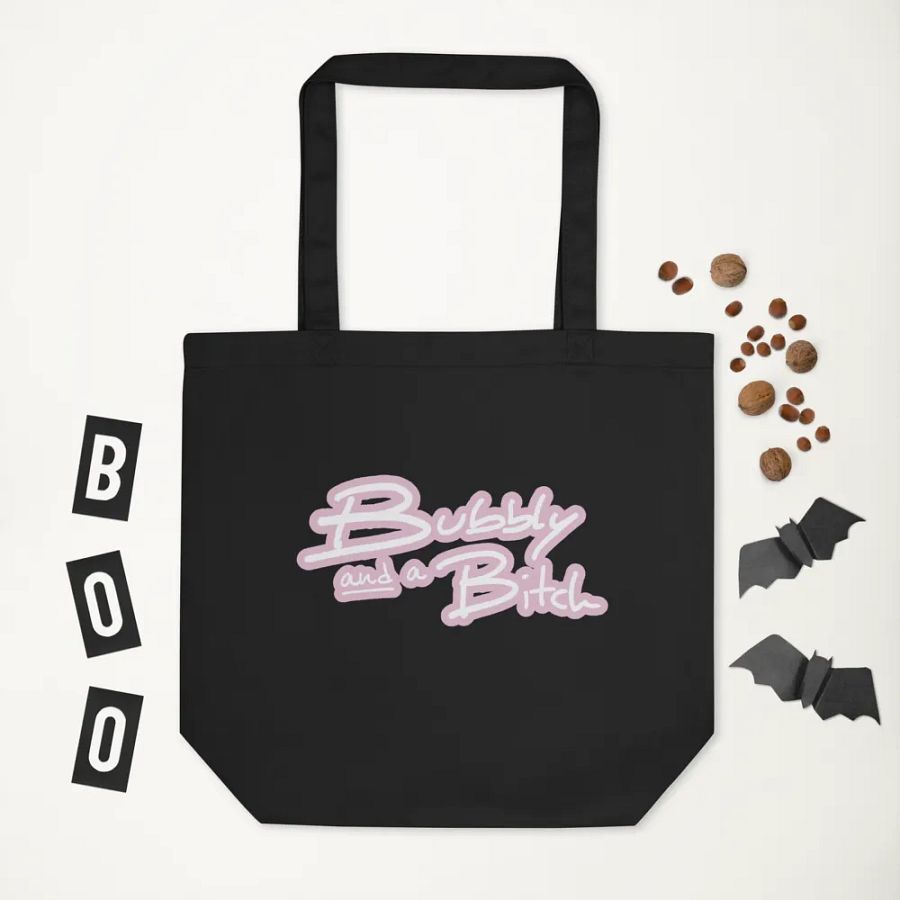 Bubbly and a B*tch (lined design, #E1B9CE) tote bag product image (3)