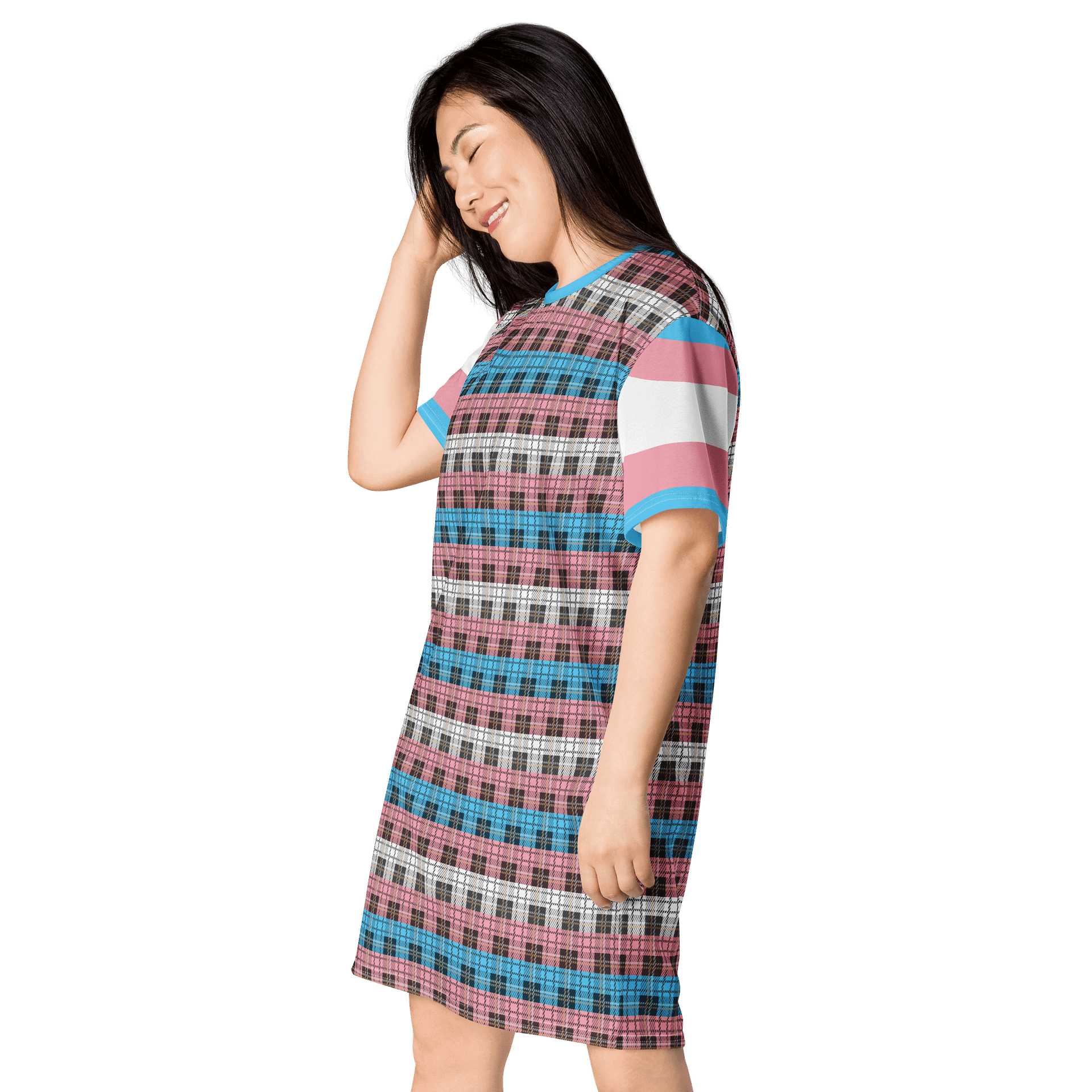 Trans Pride Plaid T-shirt Dress product image (3)