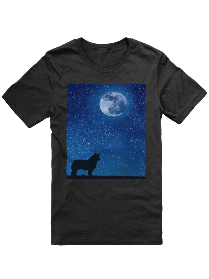 Australian Shepherd Border Collie Silhouette against Moonlit Sky T-Shirt product image (4)