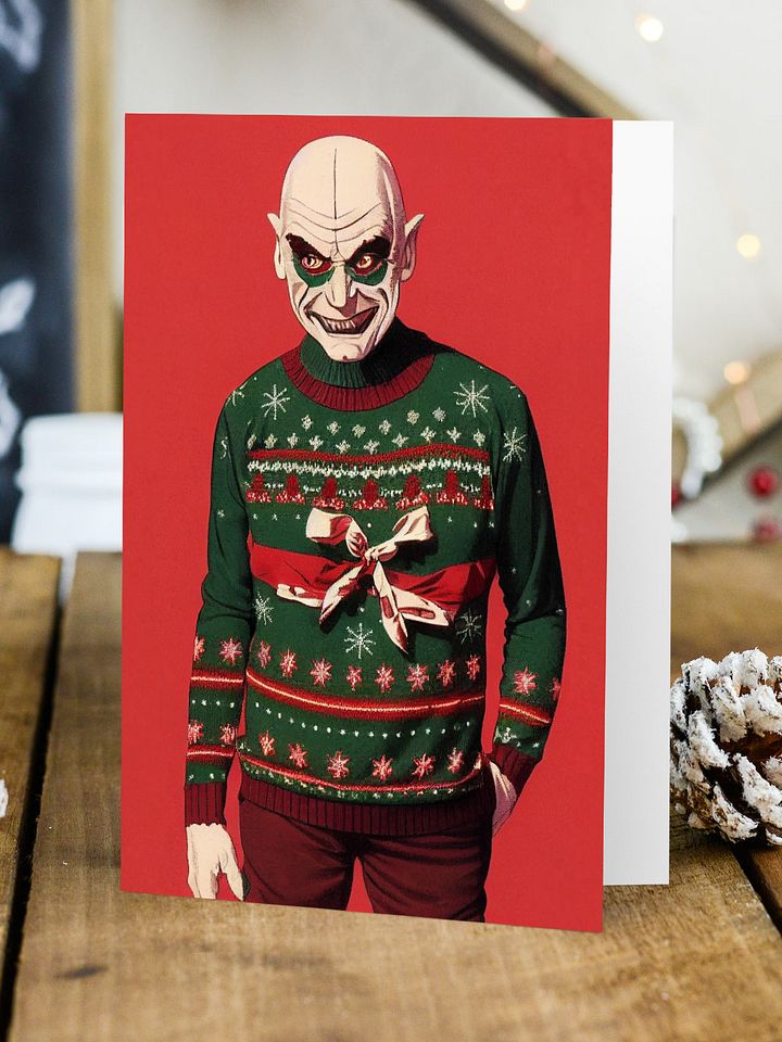 Retro Ghoul Monster Ugly Sweater Christmas Cards Pack of 10 • 5×7 product image (1)