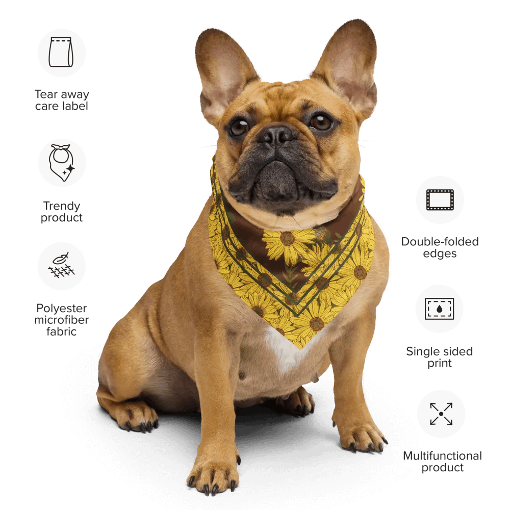 “Helianthus Sunflower Amongst the Greens” Bandana in Red product image (6)