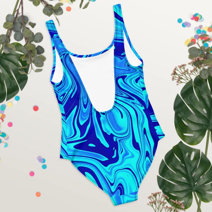 Swim Suit - Light and Dark Blue Digital Fluid Art product image (8)