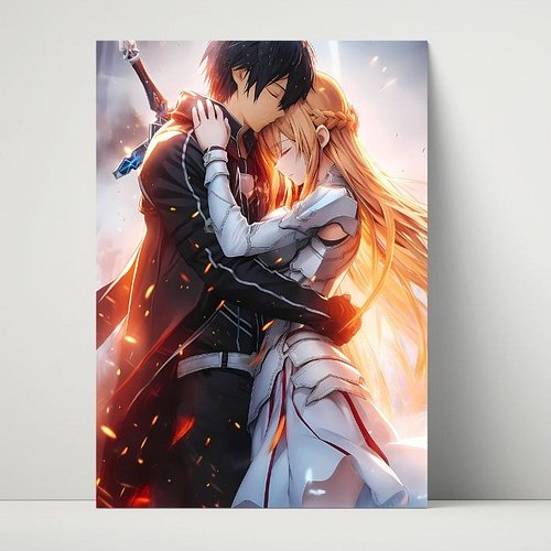 ✨ A moment forged in fire and love.
Kirito and Asuna embracing in the heat of battle — now captured in a stunning metal print...