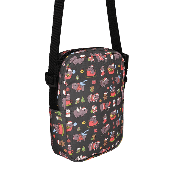 MOODENG'S BLACK CHRISTMAS UTILITY CROSSBODY BAG! product image (2)