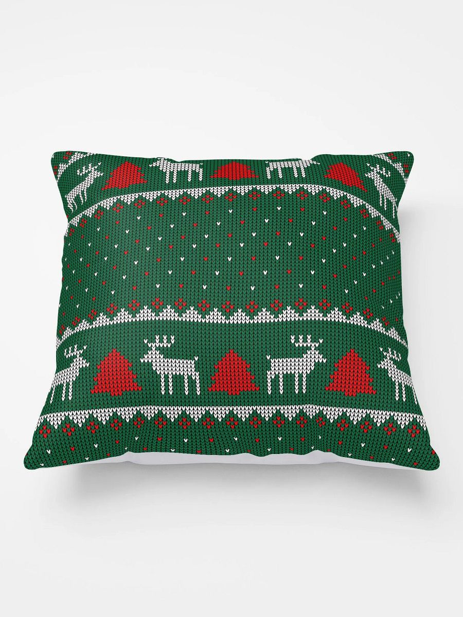 Festive Reindeer & Evergreen Knit Pillow product image (2)