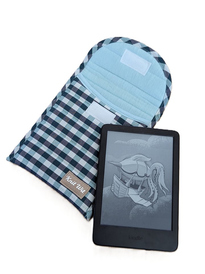 6" Kindle Cozy Sleeve- Teal Gingham product image (1)