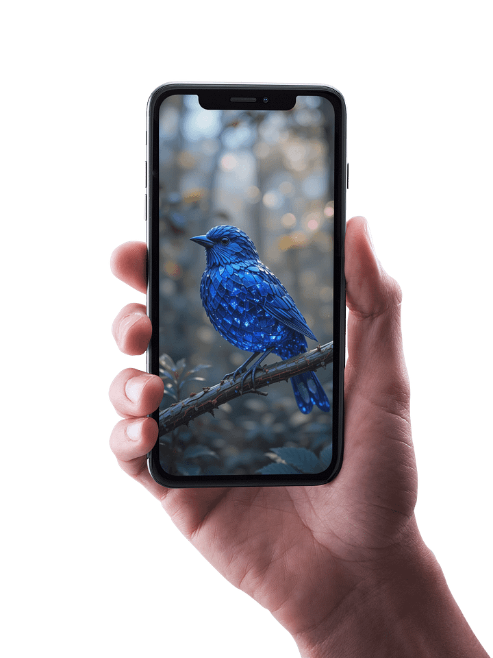 8K Sapphire Sparrow Wallpaper – Exclusive AI Design for Your Phone product image (1)