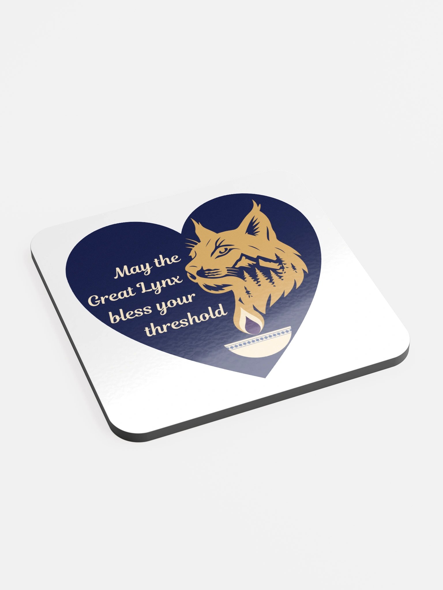 Great Lynx Blessing Cork Coaster (dark) product image (2)