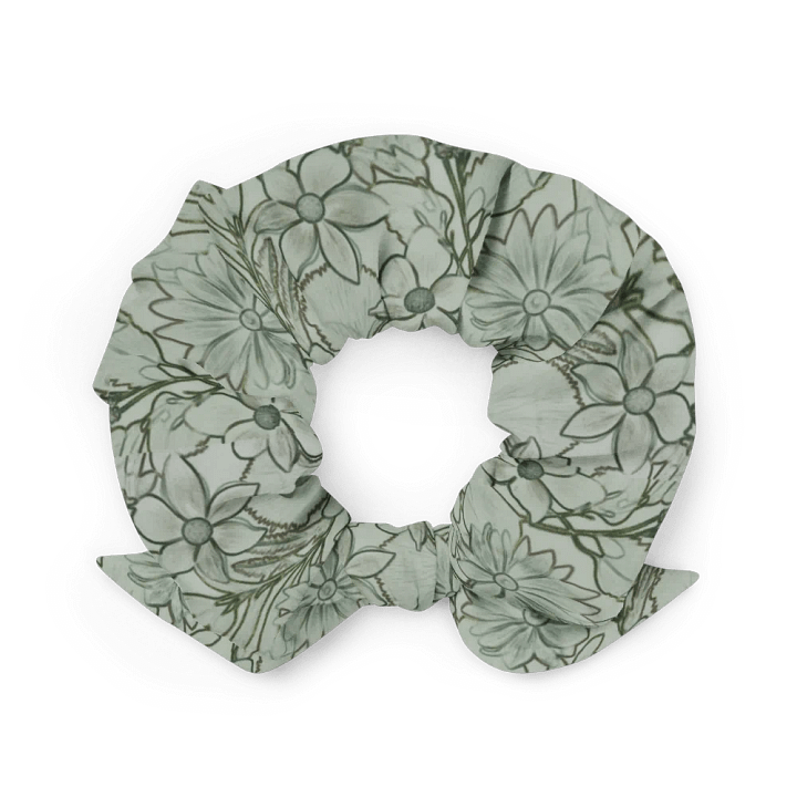 Line art Green and Lightgreen Floral/All-Over Print Scrunchie by Sublicolor product image (2)