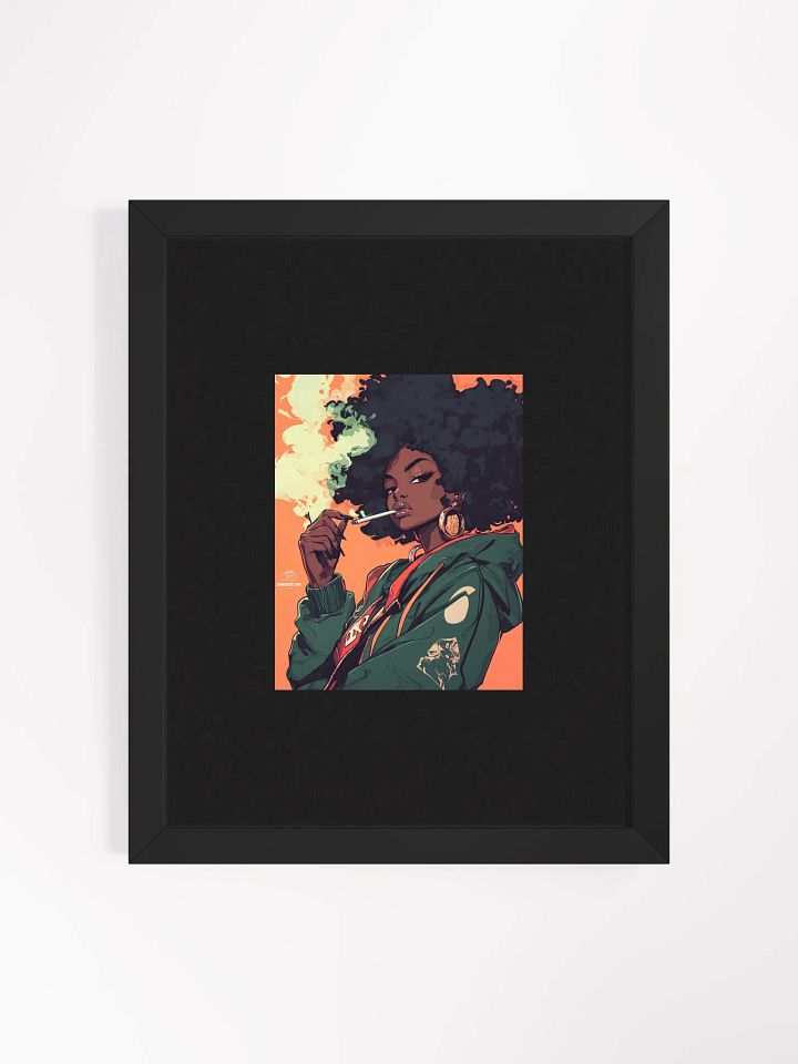 Smacked Life Society Cannabis Art Poster – Afro Queen Smoking Joint – Framed Stoner Wall Art product image (2)