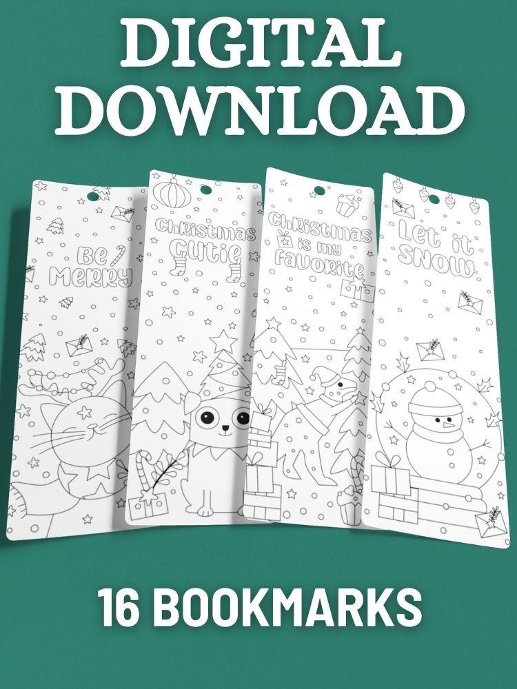Printable Christmas Coloring Bookmarks for Children - 2