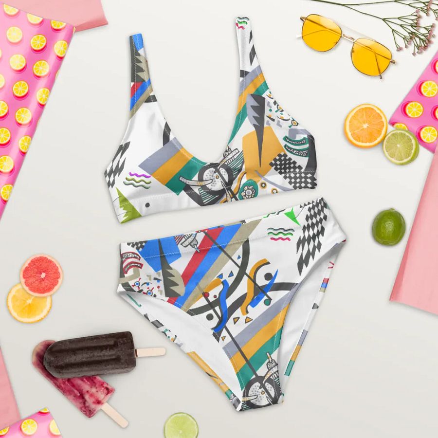 Abstract Lithographic Pattern Design High Waisted Bikini - V4 product image (9)