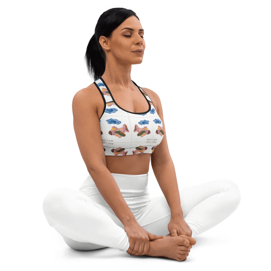 Kid Airplane (All-Over Print Sports Bra) product image (4)