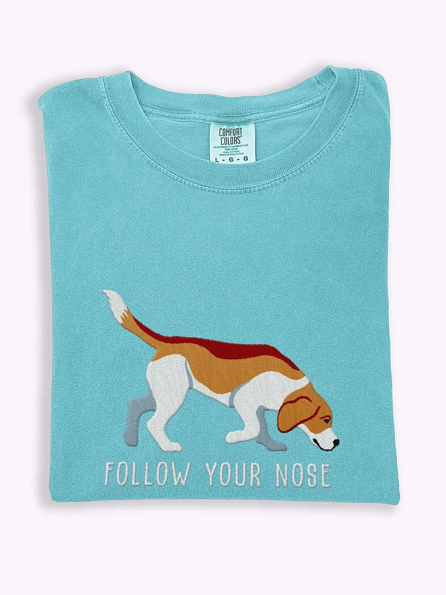 Follow Your Nose T-Shirt(Embroidered) of a Beagle(Tan) product image (1)