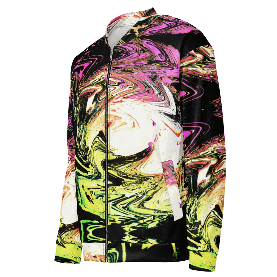 Abstract Neon Daisy Swirl Unisex All Over Print Bomber Jacket product image (8)