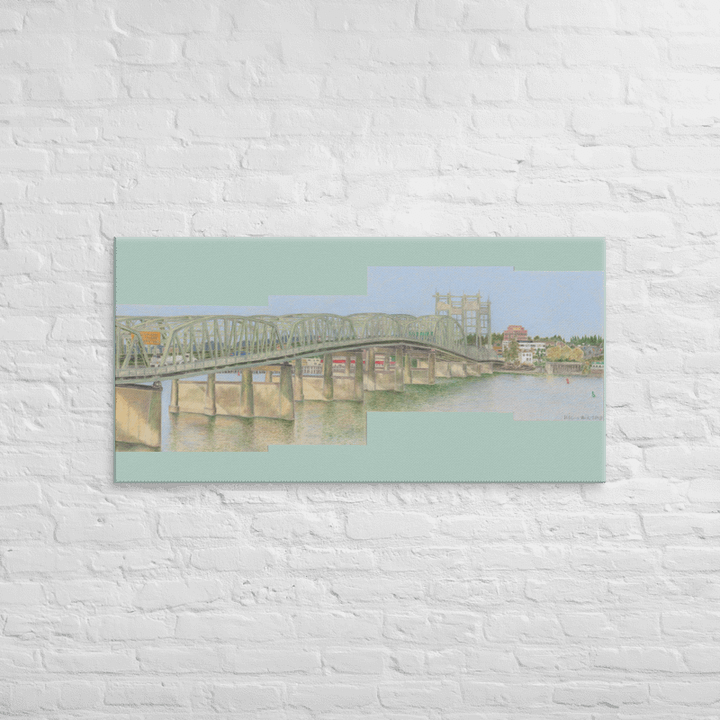 View from the Jantzen Beach Hotel in Portland, Oregon on Canvas with Green Fill (24" x 48") product image (2)