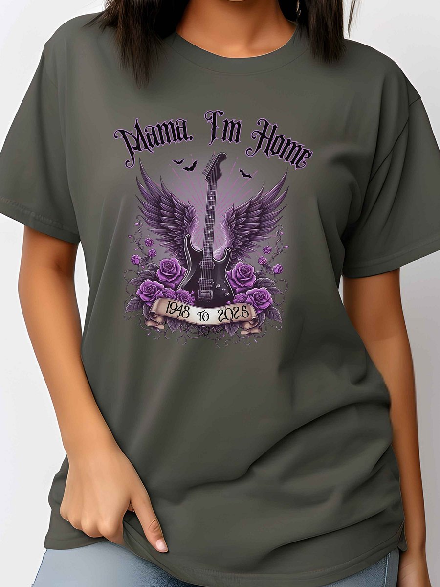Mama I’m Home PNG, Memorial Guitar Sublimation Design, Comfort Colors Shirt Print, Digital Download Rock Tribute, Angel Wings & Roses product image (4)