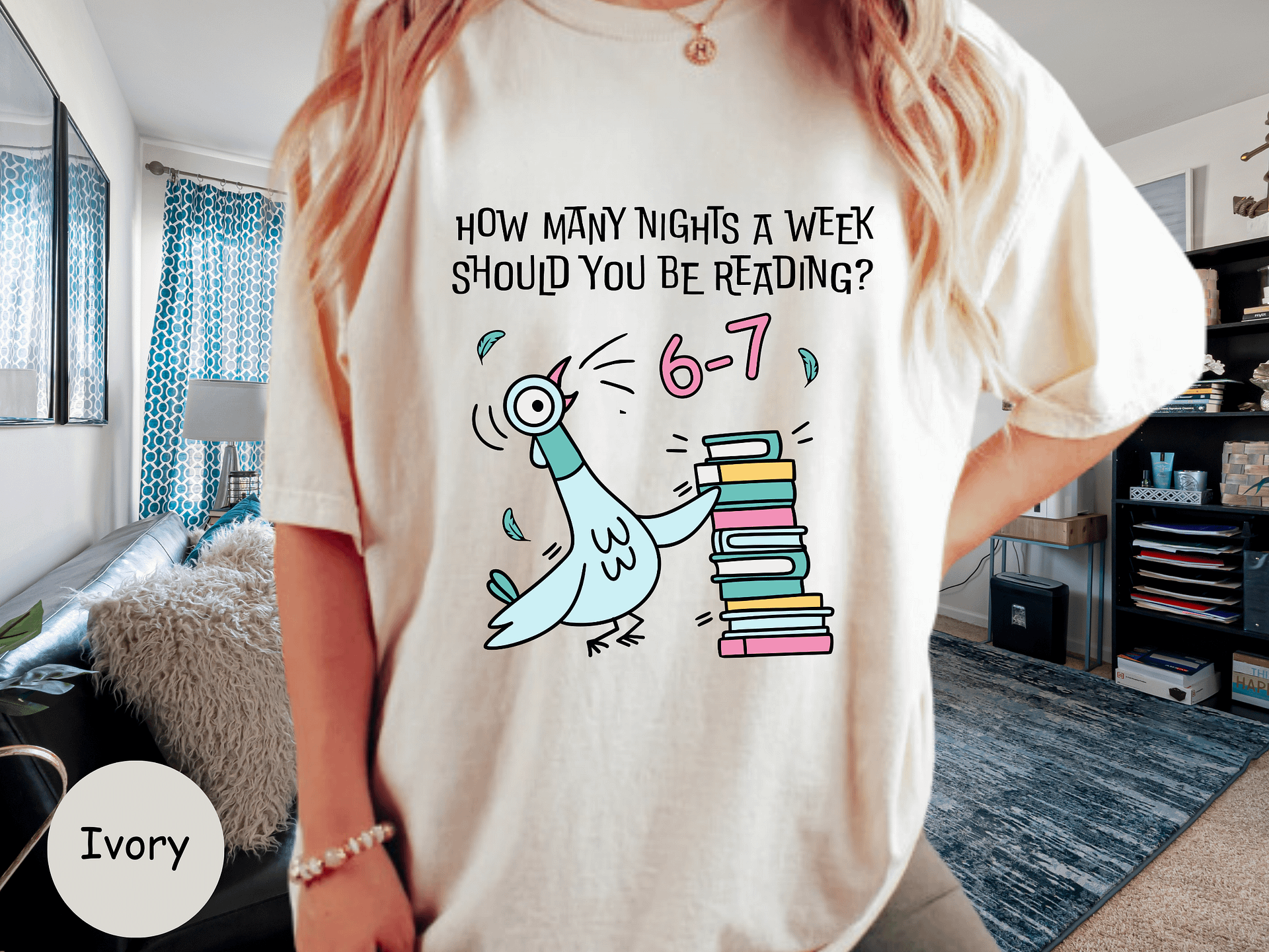 How Many Books?" Pigeon | Comfort Colors® Book Lover Tee product image (25)