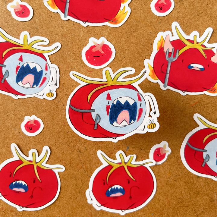 Tomato with bee sticker product image (2)