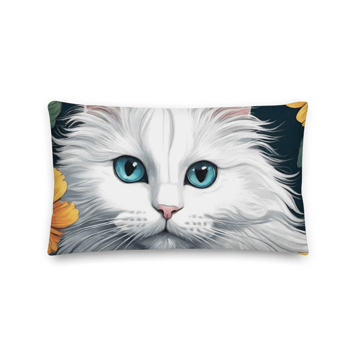 Blue-Eyed Cat and Orange Flowers Premium Pillow product image (5)
